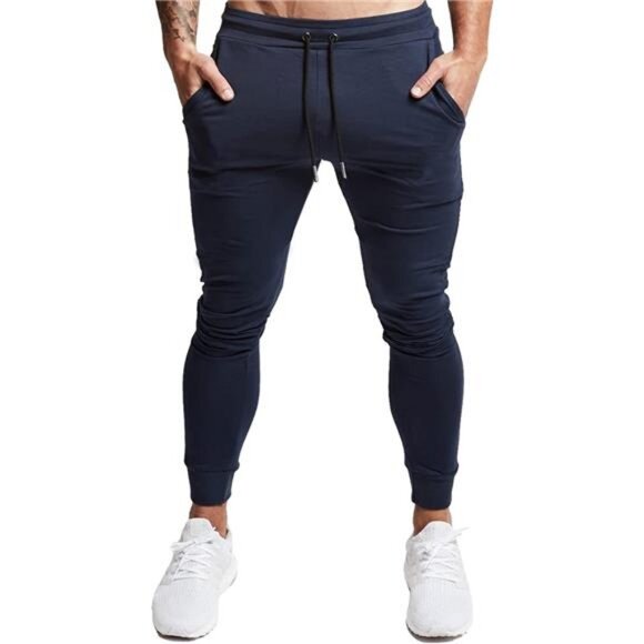 Men's Slim Joggers Pants for Gym Running and Bodybuilding Bottom Sweatpants - Picture 2 of 7
